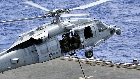 A US Navy MH-60 Seahawk helicopter similar to the one that crashed in Arabian Sea on July 1, 2026