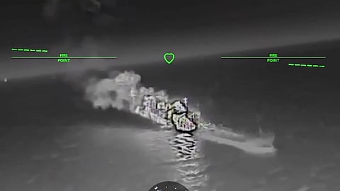 Russian "shadow fleet" tanker in flames after Ukrainian drone strike in the Azov Sea