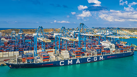 Container vessel at India's Jawaharlal Nehru Port