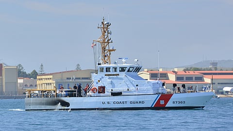 The US Coast Guard Marine Protector-class patrol boat USCGC Sea Otter following an inter-agency drug interdiction operation conducted 120 miles south of San Diego, March 10, 2015