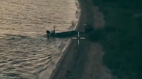 Screenshot of supposed video of the unmanned surface vehicle delivering the unmanned ground vehicle