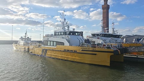Windcat crewboats at Grimsby Docks