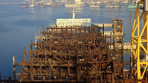 Ship being dismantled for recycling