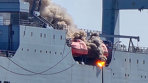 The fire on the US Maritime Administration Ro-Ro ship Charles L. Gilliland while in lay-up at the Port of Baltimore, July 13, 2026