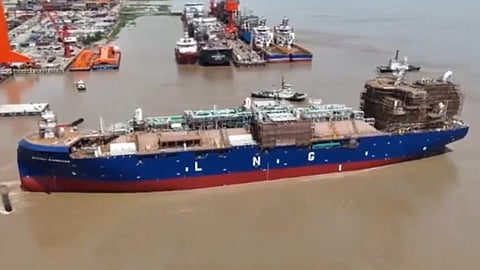 Launch of Avenir LNG's new bunkering vessel Avenir Ambition at the facilities of Nantong CIMC Sinopacific Offshore and Engineering, July 20, 2026