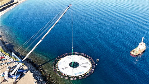 Sizable Energy's offshore energy storage tank prototype being installed via crane