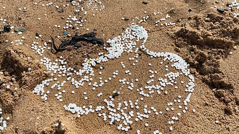 Plastic nurdles on a beach