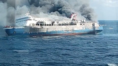 Indonesian ferry KMP Mutiara Sentosa 2 ablaze