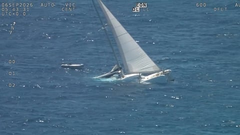 The distressed boat as seen from an AMSA aircraft
