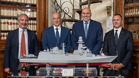 Representatives of the Hellenic General Directorate of Defence Investments and Armaments and the Italian General Directorate for Armaments at the signing of the implementing arrangement, September 8, 2026