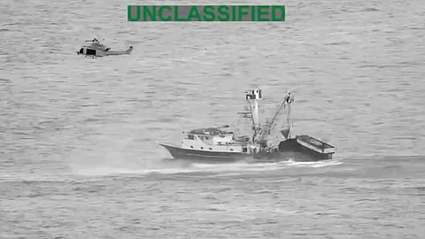 US forces interdict a suspected refuelling station believed to be used by drug-carrying boats in the Eastern Pacific Ocean.