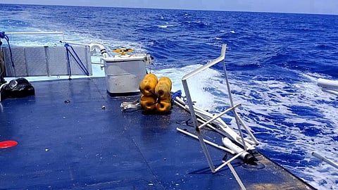 Damage onboard Philippine fisheries vessel BRP Datu Magat Salamat after being rammed by a China Coast Guard vessel
