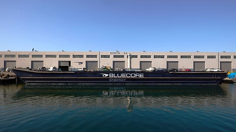 Reactor-carrying barge at the Port of Long Beach