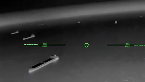Screenshot of thermal video footage of ships as seen from a drone
