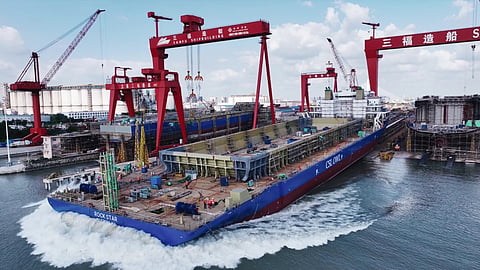 The subsea rock installation vessel Rock Star during its launch