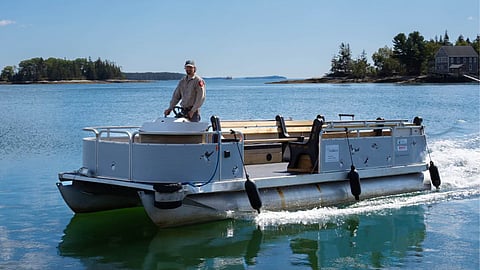 The refurbished pontoon boat