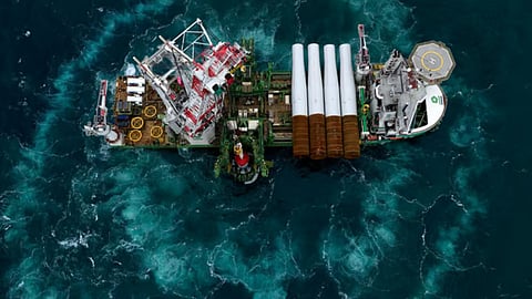 Instllation works at the Nordlicht I offshore wind farm site in the German North Sea