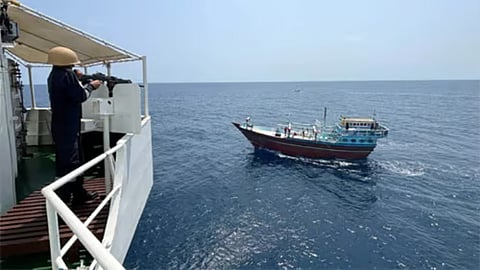 The dhow following its interdiction by Indian authorities, September 25, 2026