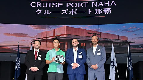 Groundbreaking of new cruise terminal in Naha Port, Okinawa, Japan