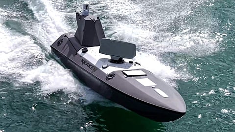 Kraken USV fitted with a Saab Giraffe 1X radar