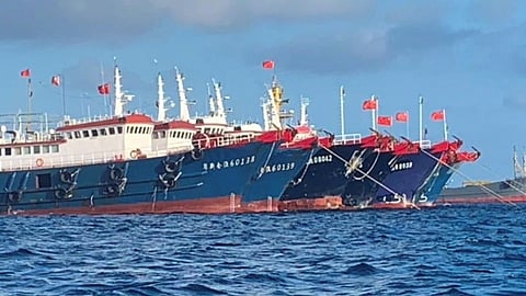 Vessels of the Chinese Maritime Militia spotted off Whitsun Reef west of Palawan province, Philippines, March 27, 2021