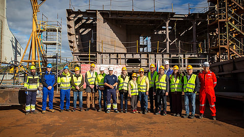 Keel-laying ceremony for the OMS Group cable laying vessel CS Resilience