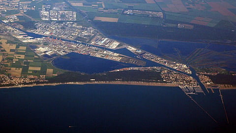 Aerial view of Port of Ravenna, Italy
