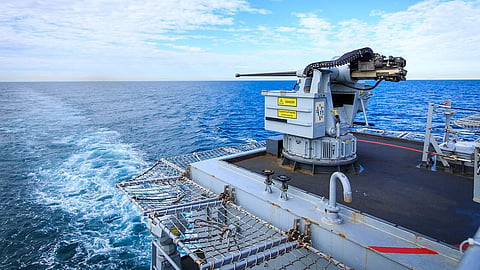 A 30mm DS30M Mark 2 gun fitted on Brazilian warship NAM Atlântico