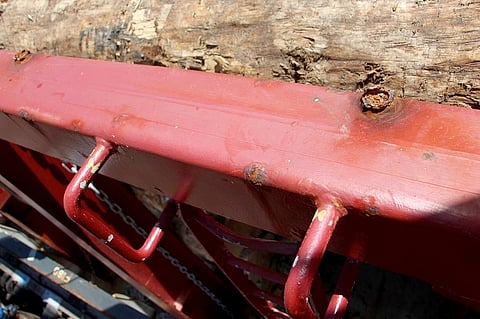 The remains of the welds that failed