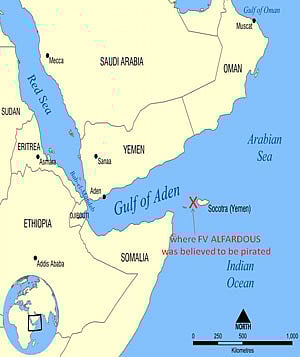 Fishing vessel ‘Alfardous’ believed pirated in the Gulf of Aden
