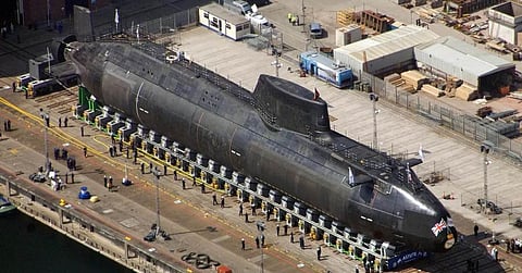The Royal Navy nuclear-powered submarine HMS Astute as it nears completion at BAE Systems' Barrow-in-Furness facilities