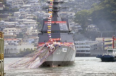 The launching ceremony of Japanese escort ship Shirui b605cad05d1e5dc007666005ee343da7