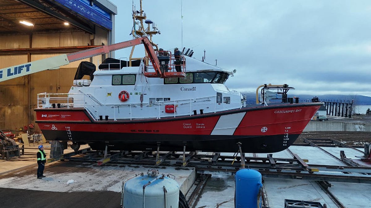 Future Canadian Coast Guard Rescue Boat CCGS Cascumpec Bay Launched by CNF