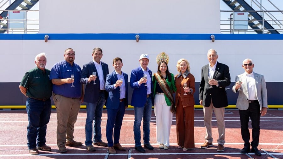 Louisiana transport department christens new hybrid-electric ferry