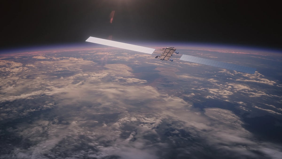 Artist's impression of a Starlink satellite in orbit