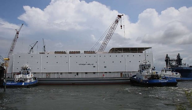 VT Halter Marine launches first two APL(S)-67 berthing barges for US Navy