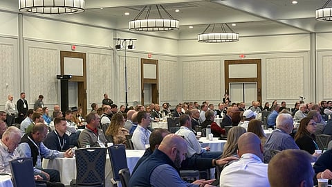 Ag bankers listen to Virginia Tech University Professor Emeritus David Kohl Nov. 14 during the American Bankers Association Agricultural Bankers Conference in St. Louis. (Sam Wilmes/BankNews.com)