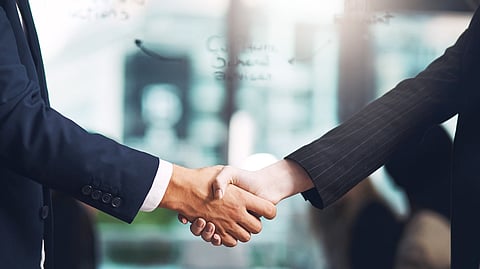 Handshake agreeement stock image