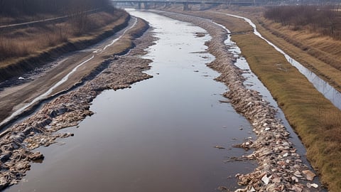 River Polluted with Industrial Waste