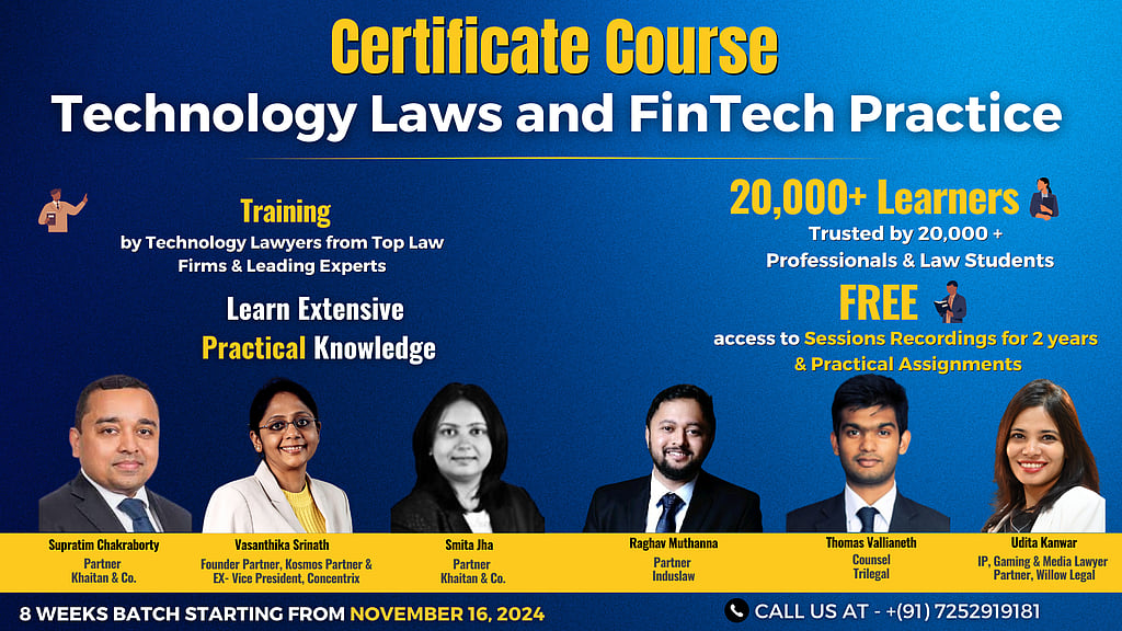 Certificate Course on Technology Laws and Fintech Practice by Bettering