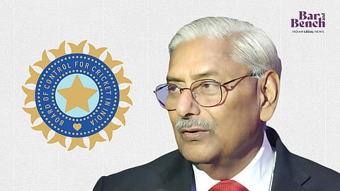 Justice Arun Mishra with BCCI Logo