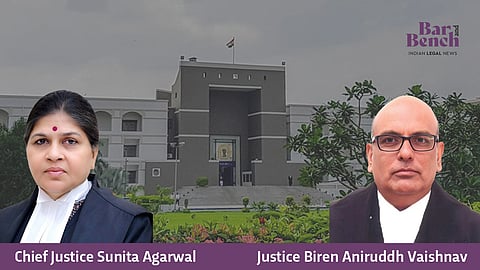 Chief Justice Sunita Agarwal and Justice Biren Aniruddh Vaishnav with Gujarat High Court