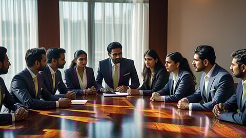 Corporate Lawyers in a Boardroom