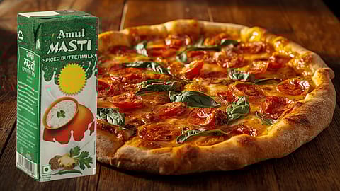 Pizza and Amul buttermilk