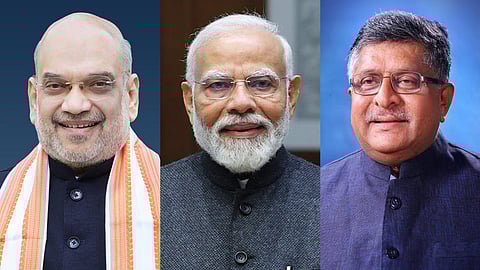  Amit Shah, Narendra Modi and Ravi Shankar Prasad