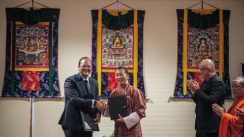 Siddharth Shah with Dasho Dr. Lotay Tshering at the signing of the MoU