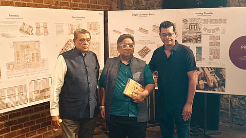 Former HC judge Justice Gautam Patel (L) and architect Mustansir Dalvi (C)