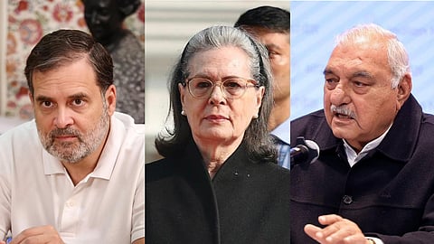 Rahul Gandhi, Sonia Gandhi and Bhupinder Hooda