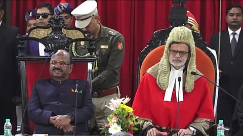 Former West Bengal governor CV Ananda Bose (L), Chief Justice Sujoy Paul (R)