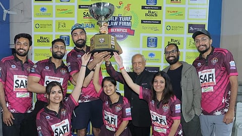 Champions AZB & Partners receiving the Trophy from Dr. Lalit Bhasin